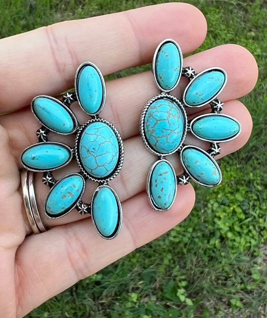 Turquoise Cluster Earrings