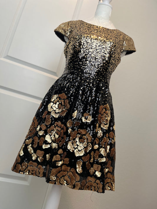 Black and Gold Sequin Dress